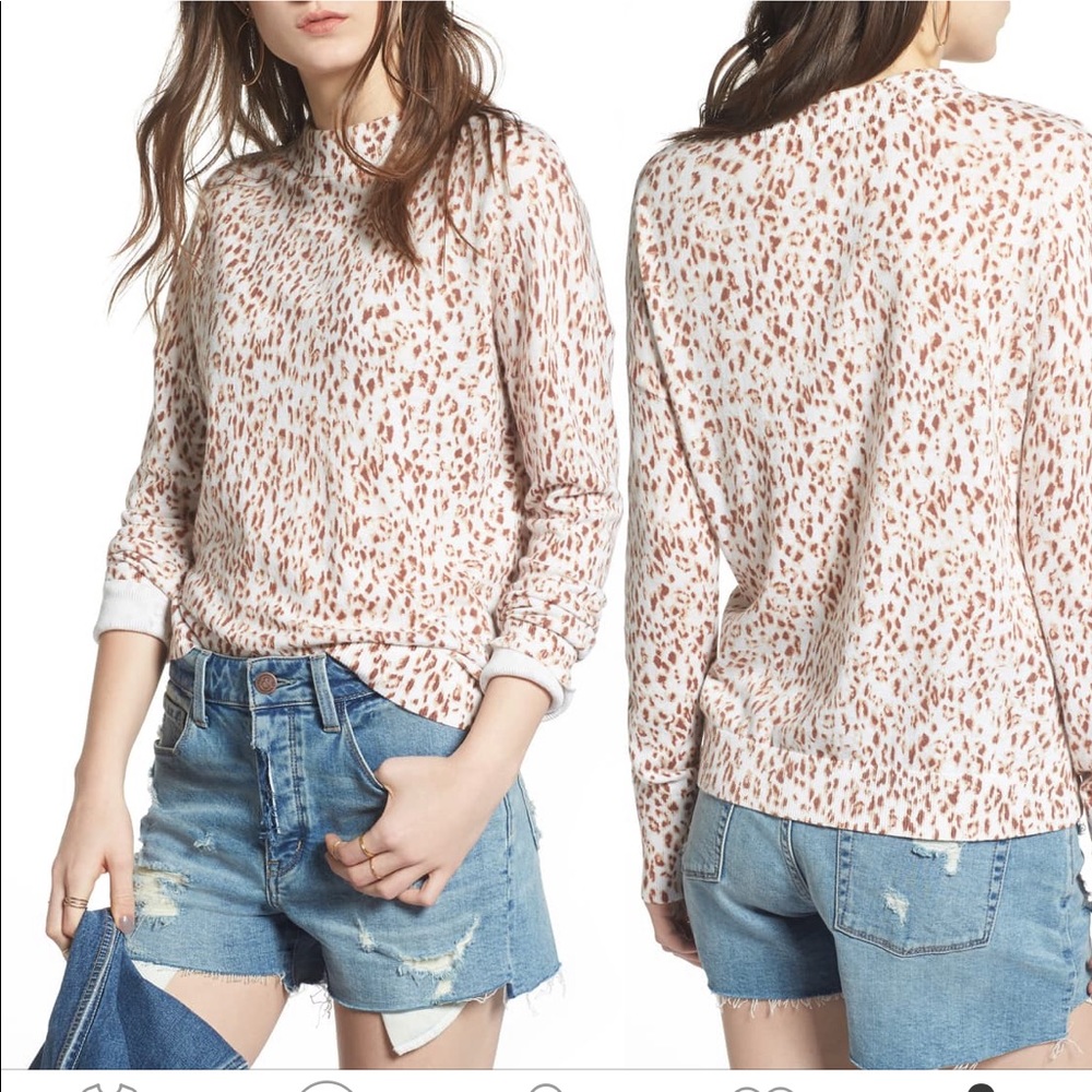 Treasure & Bond Leopard Mock Neck Sweater